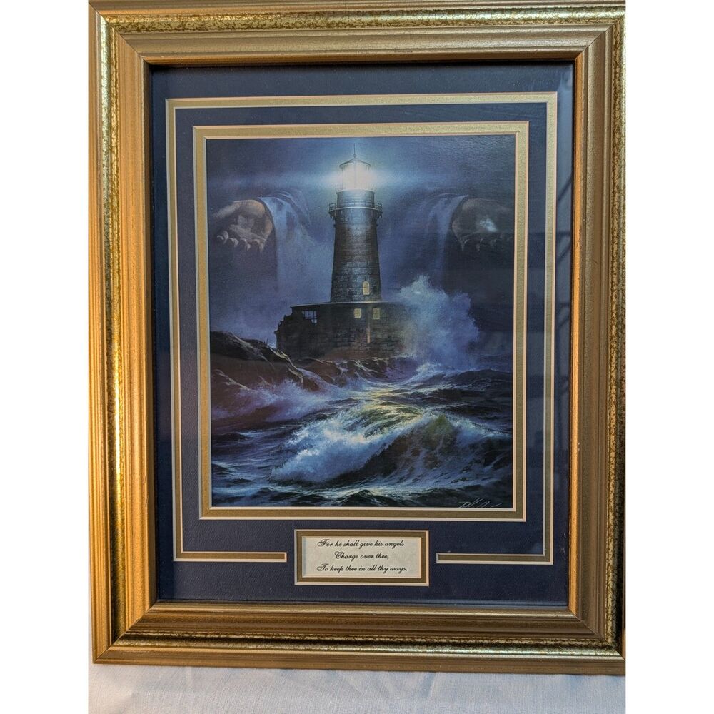 Danny Hahlbohm I Am The Light Framed Christian Lighthouse Print Psalm 91:11 1994